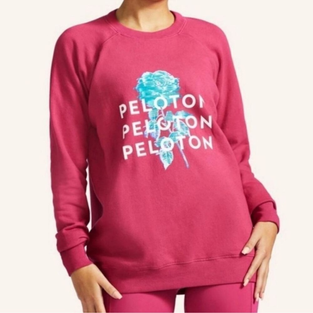 PELOTON Oversized Everyday Graphic Floral Sweatshirt Pink Sweatshirt Size M